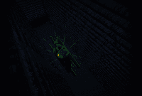The creature falling into the depths of the library