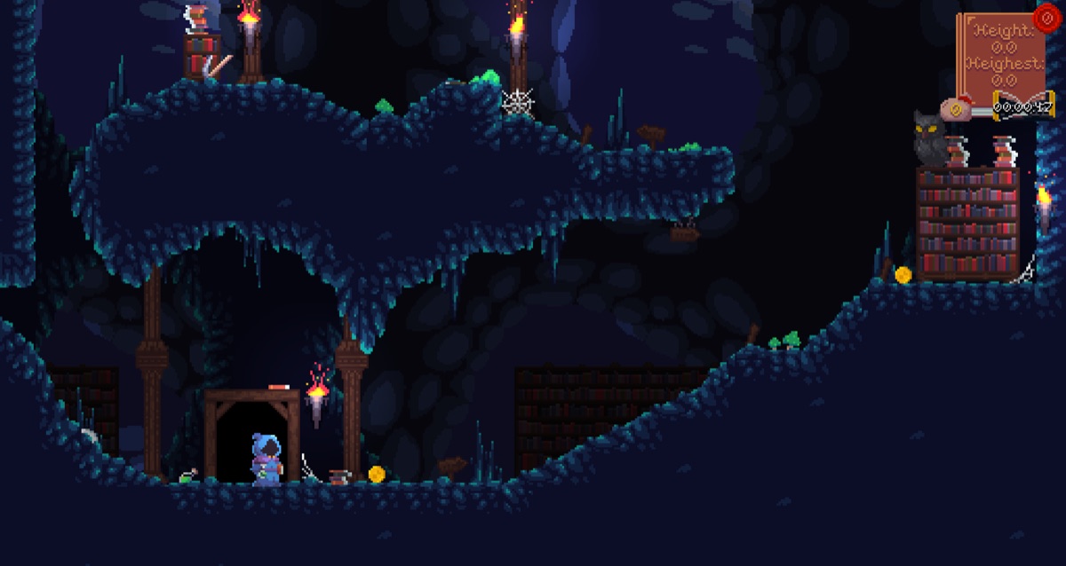 Greed's Folly gameplay showing a hard magical library climb